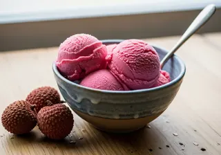 Lychee sorbet in a serving bowl